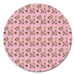 Robin Art Pink Pattern Magnet 5  (Round) Front