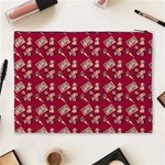 Robin Art Red Pattern Cosmetic Bag (XL) Back
