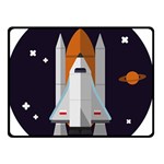 Rocket Space Universe Spaceship Double Sided Fleece Blanket (Small)  45 x34  Blanket Back