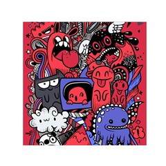 Abstract Grunge Urban Pattern With Monster Character Super Drawing Graffiti Style Vector Illustratio Small Satin Scarf (square)