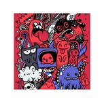 Abstract Grunge Urban Pattern With Monster Character Super Drawing Graffiti Style Vector Illustratio Small Satin Scarf (Square) Front