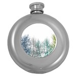 Multicolor Graphic Botanical Print Round Hip Flask (5 oz) Front