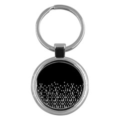 Black And White Matrix Patterned Design Key Chain (round) by dflcprintsclothing