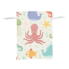 Underwater Seamless Pattern Light Background Funny Lightweight Drawstring Pouch (m)