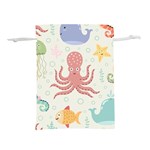 Underwater Seamless Pattern Light Background Funny Lightweight Drawstring Pouch (M) Back
