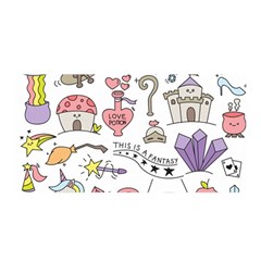 Fantasy Things Doodle Style Vector Illustration Satin Wrap