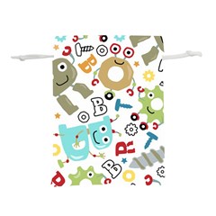 Seamless Pattern Vector With Funny Robots Cartoon Lightweight Drawstring Pouch (l)