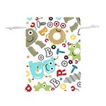 Seamless Pattern Vector With Funny Robots Cartoon Lightweight Drawstring Pouch (L) Front