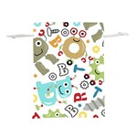Seamless Pattern Vector With Funny Robots Cartoon Lightweight Drawstring Pouch (L) Back