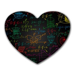 Mathematical Colorful Formulas Drawn By Hand Black Chalkboard Heart Mousepads by Vaneshart