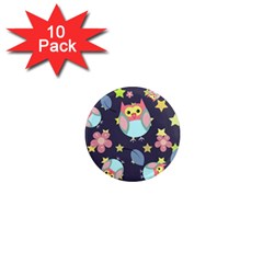 Owl Stars Pattern Background 1  Mini Magnet (10 Pack) 