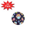 Owl Stars Pattern Background 1  Mini Magnet (10 pack)  Front