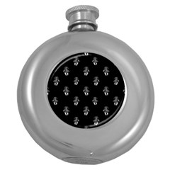 Creepy Skull Doll Motif Print Pattern Round Hip Flask (5 Oz)
