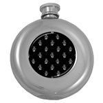 Creepy Skull Doll Motif Print Pattern Round Hip Flask (5 oz) Front