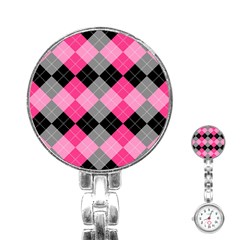 Seamless-argyle-pattern Stainless Steel Nurses Watch