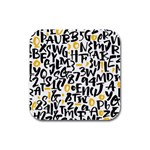 Letters-pattern Rubber Square Coaster (4 pack)  Front