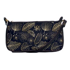 Elegant Pattern With Golden Tropical Leaves Shoulder Clutch Bag by BangZart