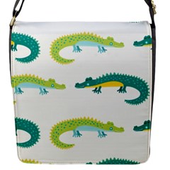 Cute Cartoon Alligator Kids Seamless Pattern With Green Nahd Drawn Crocodiles Flap Closure Messenger Bag (s) by BangZart
