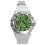 Seamless pattern with hand drawn guelder rose branches Round Plastic Sport Watch (L) Front
