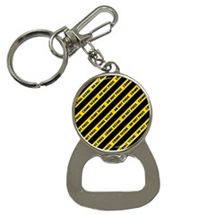 Warning Colors Yellow And Black - Police No Entrance 2 Bottle Opener Key Chain by DinzDas