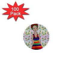 Tan Swimmer Flowerwall 1  Mini Buttons (100 Pack)  by snowwhitegirl