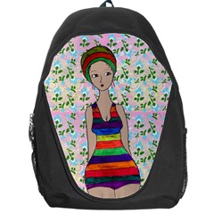 Tan Swimmer Flowerwall Backpack Bag by snowwhitegirl