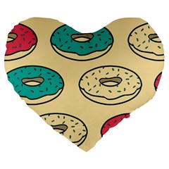 Donuts Large 19  Premium Flano Heart Shape Cushions