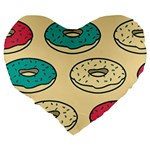 Donuts Large 19  Premium Flano Heart Shape Cushions Back