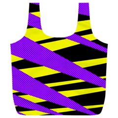 Abstract Triangles, Three Color Dotted Pattern, Purple, Yellow, Black In Saturated Colors Full Print Recycle Bag (xxl)
