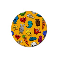 Graffiti Characters Seamless Ornament Rubber Round Coaster (4 Pack)  by Amaryn4rt
