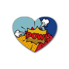 Pow Word Pop Art Style Expression Vector Rubber Coaster (heart)  by Amaryn4rt