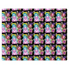 Blue Haired Girl Pattern Black Double Sided Flano Blanket (medium) 