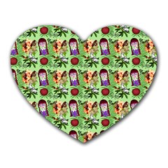 Purple Glasses Girl Pattern Green Heart Mousepads by snowwhitegirl
