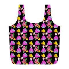 Girl With Hood Cape Heart Lemon Pattern Black Full Print Recycle Bag (l) by snowwhitegirl