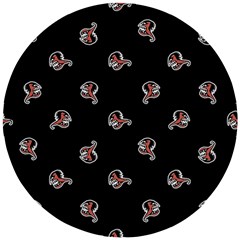 Ugly Monster Fish Motif Print Pattern Wooden Puzzle Round by dflcprintsclothing