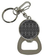 Ethnic Black And White Geometric Print Bottle Opener Key Chain by dflcprintsclothing