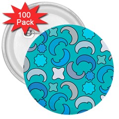 Cloudy Blue Moon 3  Buttons (100 Pack) 