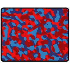 Red And Blue Camouflage Pattern Fleece Blanket (medium)  by SpinnyChairDesigns