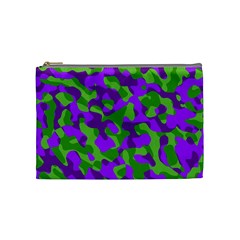 Purple And Green Camouflage Cosmetic Bag (medium) by SpinnyChairDesigns