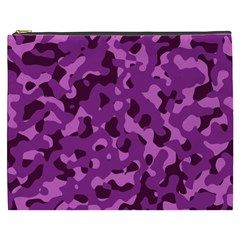 Dark Purple Camouflage Pattern Cosmetic Bag (xxxl) by SpinnyChairDesigns