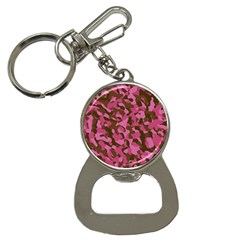Pink And Brown Camouflage Bottle Opener Key Chain by SpinnyChairDesigns