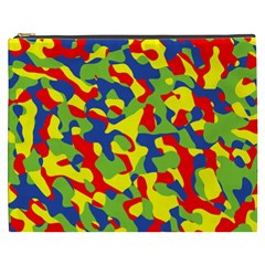 Colorful Rainbow Camouflage Pattern Cosmetic Bag (xxxl) by SpinnyChairDesigns