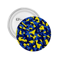 Blue And Yellow Camouflage Pattern 2 25  Buttons by SpinnyChairDesigns