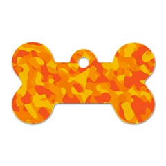 Orange And Yellow Camouflage Pattern Dog Tag Bone (one Side) by SpinnyChairDesigns
