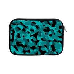Black And Teal Camouflage Pattern Apple Ipad Mini Zipper Cases by SpinnyChairDesigns