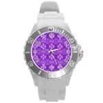 Geometric Galaxy Pattern Print Round Plastic Sport Watch (L) Front