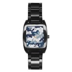 Camo Blue Stainless Steel Barrel Watch Front