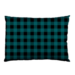 Teal Black Buffalo Plaid Pillow Case (two Sides)