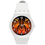 Fire and Flames Pattern Round Plastic Sport Watch (M) Front
