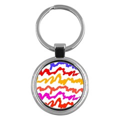 Multicolored Scribble Abstract Pattern Key Chain (round) by dflcprintsclothing